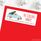 Watercolor Christmas Truck Address Labels