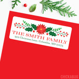 Poinsettia and Holly Christmas Address Labels
