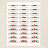 Poinsettia and Holly Christmas Address Labels