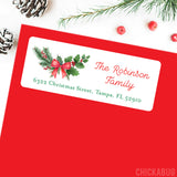 Holly Swag Christmas Address Labels