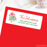 Watercolor Mistletoe Christmas Address Labels