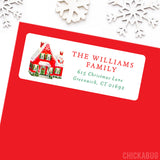 Vintage Christmas House Address Labels