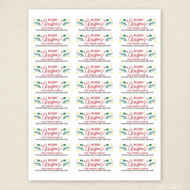Fancy Merry Christmas Address Labels