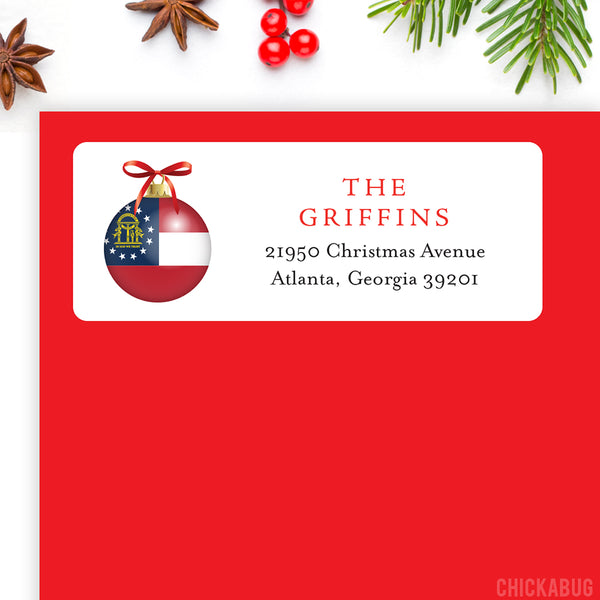 Georgia State Flag Christmas Address Labels