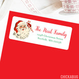 Old Fashioned Santa Christmas Address Labels