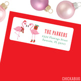 Christmas Flamingos Address Labels