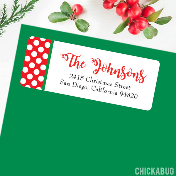Polka Dots Christmas Address Labels