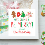 "Eat, Drink & Be Merry" Christmas Cookies Gift Labels