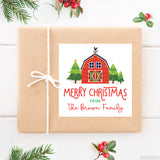 Red Barn Christmas Gift Labels