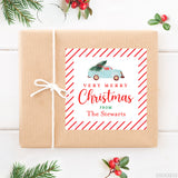 Watercolor Vintage Truck Christmas Gift Labels