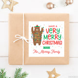 "Very Merry Christmas" Bear Christmas Gift Labels