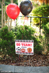 Red All-Star Sports Party Signs (EDITABLE INSTANT DOWNLOAD)