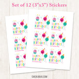 Pink Birthday Party Gift Labels