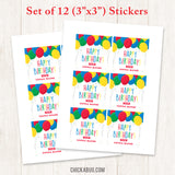 Birthday Balloons Gift Labels