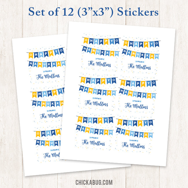 Hanukkah Banners Personalized Gift Stickers