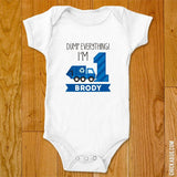 Garbage Truck Birthday Iron-On - Blue