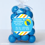 Blue & Orange Pool Party Favor Stickers