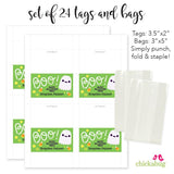 Halloween Ghost "Boo" Paper Tags and Bags - Green