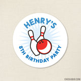 Blue Bowling Birthday Stickers