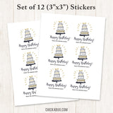 Black and Gold Birthday Cake Gift Labels