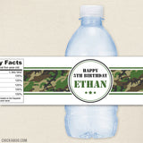 Army Birthday Party Water Labels