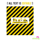 Construction Party Chocolate Bar Labels (EDITABLE INSTANT DOWNLOAD)