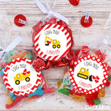 "I Dig You" Construction Vehicles Valentine's Day Stickers