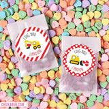 "I Dig You" Construction Vehicles Valentine's Day Stickers