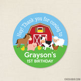 Farm Birthday Party Favor Stickers