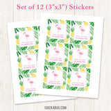 Flamingo and Pineapple Gift Labels