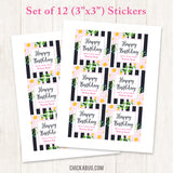 Black Stripe & Pink Floral Gift Labels