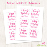 Pink Confetti Birthday Gift Labels