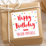 Red Confetti Birthday Gift Labels