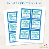 Blue "Happy Birthday" Birthday Gift Labels