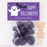 Ghost and Bat Halloween Paper Tags and Bags - Purple