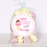 Pink Ice Cream Party Favor Stickers