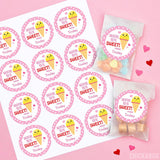 "You're Sweet" Ice Cream Cone Valentine's Day Stickers