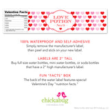 "Love Potion No. 9" Valentine Water Bottle Labels