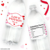 "Love Potion No. 9" Valentine Water Bottle Labels