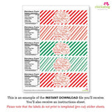 Merry Christmas Water Labels (INSTANT DOWNLOAD)