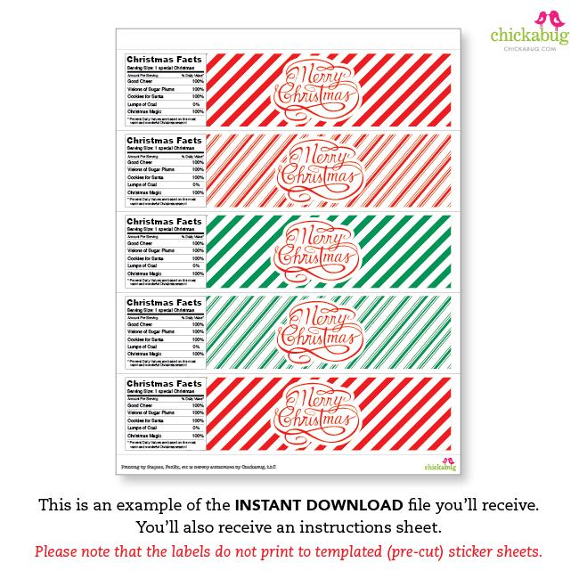 Merry Christmas Water Labels (INSTANT DOWNLOAD)