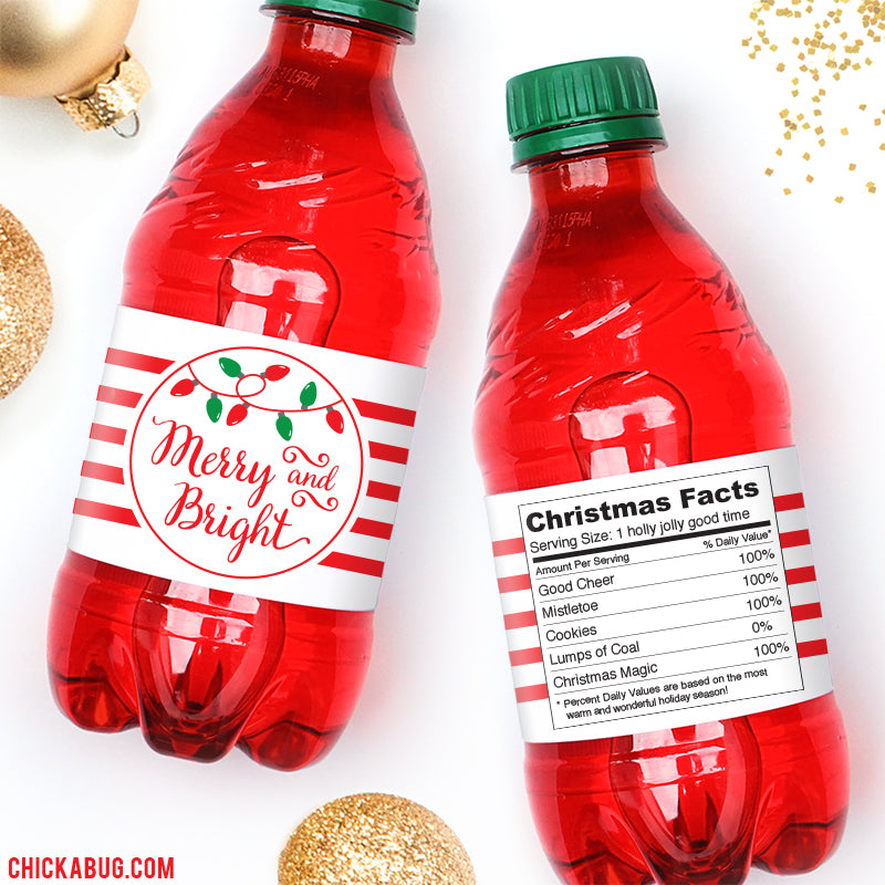 Merry Christmas Water Bottle Labels