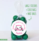 Pink Golf Party Favor Stickers