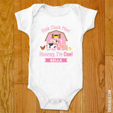 Pink Farm Birthday "Hooray I'm AGE" Iron-On