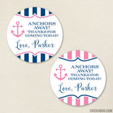 Pink Nautical Party Favor Stickers
