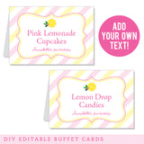 Pink Lemonade Party Table Tent Cards (EDITABLE INSTANT DOWNLOAD)