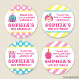 Pink Carnival Party Favor Stickers