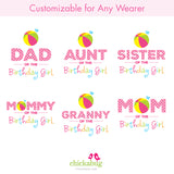 Pink Pool Birthday Family Iron-On