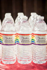 Rainbow Birthday Party Water Labels