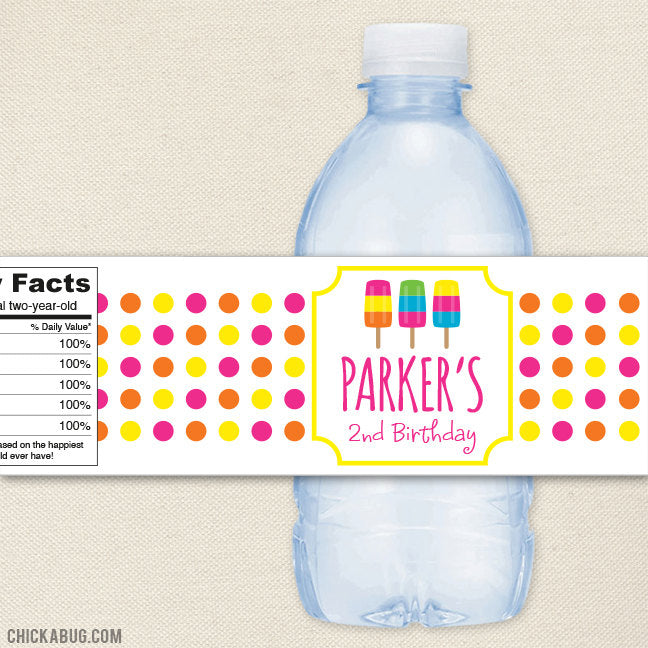 Popsicle Birthday Water Bottle Labels – Chickabug